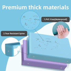 1-Inch Binder 3 Ring, Round Ring with 2 Interior Pockets, Holds 200 Sheets Letter Size Paper, Durable Plastic View Binders for School, Office, and Home