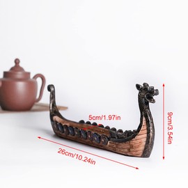 Traditional Handmade Dragon Boat for Incense Stick Holder Tray Plate Retro Viking Ship Ornaments