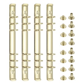 PATIKIL 6 Holes Ring Binder, A5 Notebook 20mm Book Binding Kits Planner Maker Binder Ring Clip Mechanisms with Screw for Journal Bill Paper, Gold, 4 Set