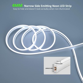 JOYLIT 4MM Width Neon LED Strip Lights 6000K Cool White 16.4FT, 24V Flexible Waterproof Neon Rope Light Uniform Glow 168LED/M, Neon Cuttable Strip Lights for RV, Patio, Bathroom, DIY (No Power Supply)