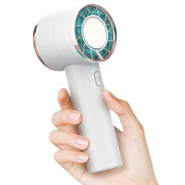 JIALEYA Personal Mini Electric Handheld fan, Portable Turbo Fans with Desk Base, 2000mAh Rechargeable Battery Operated Small Pocket Fan with 3 Speeds for Travel/Outdoor/Home/Office (White)