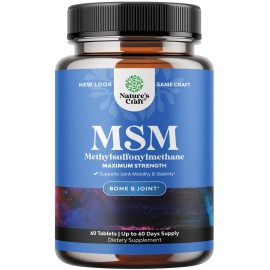 Pure MSM Supplement Tablets – Advanced Joint Support for Increased Flexibility, Mobility, and Healthy Cartilage – Sulfur-Rich Methylsulfonylmethane for Active Lifestyle and Bone Health