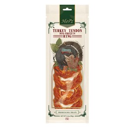 Herz Duo-Protein Turkey Tendon & Chicken Ring (S) 3 oz, Made with 100% USA-Sourced Turkey Tendon, Natural Dog Chew for Small Dogs, Wrapped in Chicken, Rawhide-Free, Hypoallergenic, Puppy-Friendly