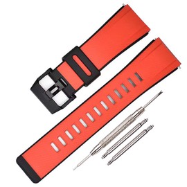 Waterproof Rubber Watch Strap Compatible with Casio Pro Trek GA2000 PRG600 PRW6600 PRG-650Y Men's Sports Watch, Replacement watch bands for men(Red/Black)