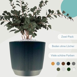 Zero Home - Flower Pots, Set of 2 Flower Planters, Classic Design, Made of Durable Material, No Drainage Holes, Made in the EU, Premium Quality, Light Grey, Diameter 17 cm