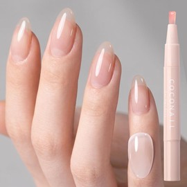 HEMA Free Peel Off Gel Nail Self Nail Gel Nail Seal Peel Off Color Gel Nail Tip Anti-allergy Transparent Easy Beginner Self Kit Set Clear Base Sheer Color Top Pen Brush Stick COCONAIL BS06 Beige Skin