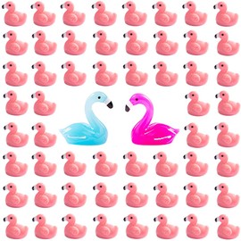 Purple Star Mini Flamingos 50 Pack Tiny Ducks Flamingos Little Flamingos Plastic Mini Resin Animals Figures Miniature Flamingos Figurines for Fairy Garden Accessories Statues Easter Gifts Pink