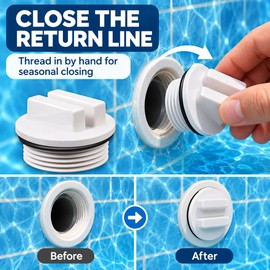 2 Pack 1.5 Inch Threaded Pool Winterizing Plugs with O-Rings for Return Lines, Filter Drains and Skimmers