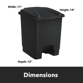 Zedfire Trash Can with Foot Pedal, Hands-Free Recycle Bin, Black, 4 Gallon Rectangular Step-On Commercial Garbage Can for Restaurant/Office/Kitchen