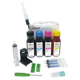 refill24 Refill Set: Refill Ink 400 ml Compatible with Canon PG-560 PG-560 XL CL-561 CL-561 XL Black and Colour + Accessories + Instructions for PIXMA TS5350 TS7400 TS7450