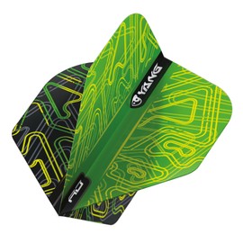 RED DRAGON Yin Yang Double-Sided Green and Black Standard Dart Flight 3 Sets per Pack (Total 9 Dart Flights)