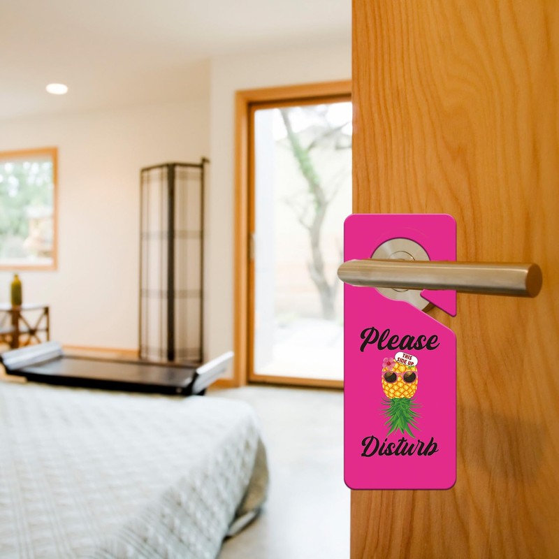 Please Disturb Door Hanger Sign -Shejdgart Pink Upside Down Pineapple
