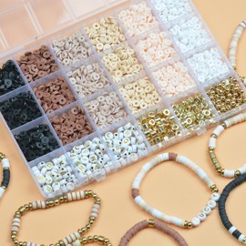 JIYIEW Brown Bracelets for Women Bracelets Making Kit Clay Beads for Jewelry Making Clay Beads for Bracelets Making Bracelet Clay Bead Kit Friendship Bracelets Making Kit (Brown)