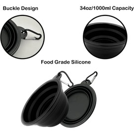 2Pcs Travel Dog Water Bowl Collapsible folding dog bowl Foldable washing up bowl Portable Pet Feeding Watering Dish Collapsible Dog Bowl with Bottle Carrier feeding & watering supplies for dogs(Black)