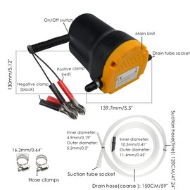 WMYCONGCONG Oil Change Pump Extractor 12V 60W Fluid Extractor Motor Oil Diesel Transfer Pump for Car Boat Motorbike Quad RV ATV and Other Vehicles