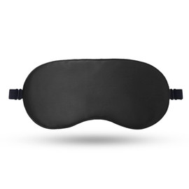 Samcos Eye Mask, For Sleeping, Silk, Blindfold, Soft, Satin Blindfold, Four Seasons, Skin Friendly, Light Blocking, Restful Sleep, No Pressure, Washable, Unisex, Adjustable Length, Travel, Convenient (Black)