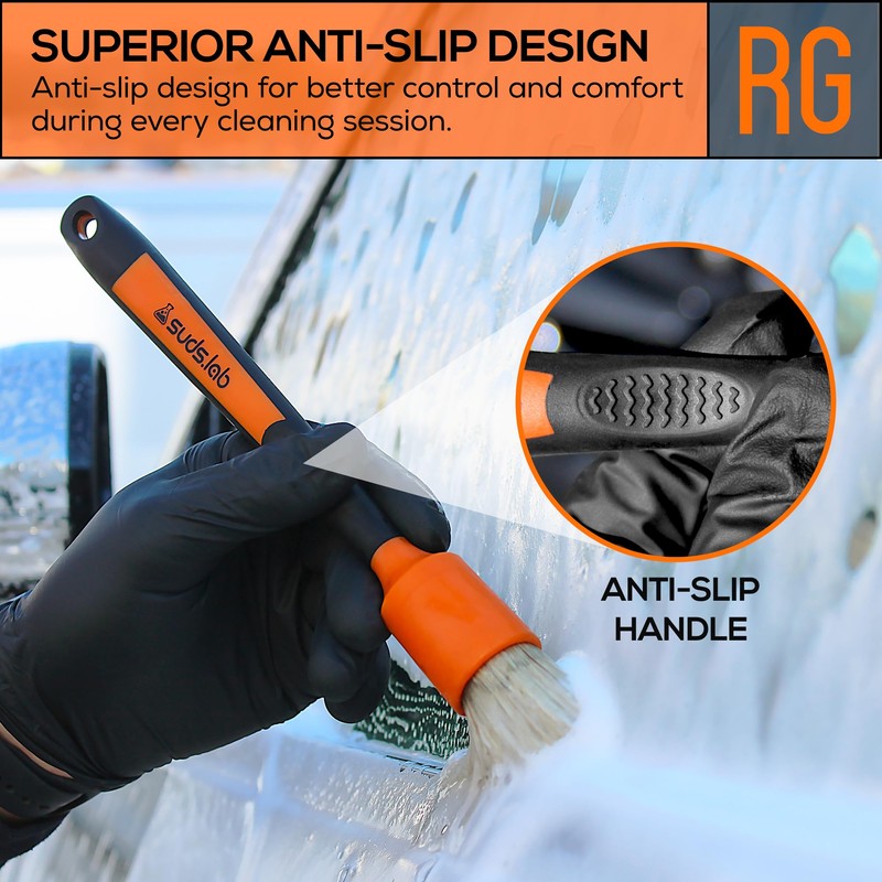 Suds Lab Detailing Brush with Rubberized Bristles, Car Detailing Wheel