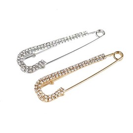 4pcs Silver and Gold Rhinestone Pins Brooches Pin Multi-funactional Women Dress Decoration Accessories