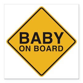 CafePress Baby On Board Square Car Magnet 3 X 3 Square Car Magnet, Magnetic Bumper Display