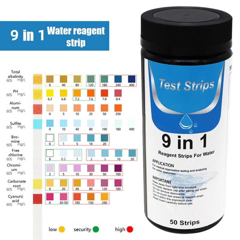 9 in 1 Portable Pool Water Test Strips 50 Domestic