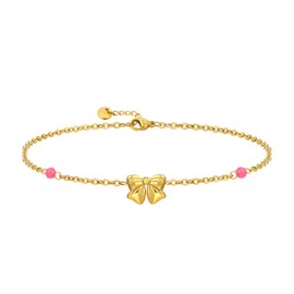 Elegance 11 designs Gold Schleife Armbänder für Frauen Trend, dünnes zierliches Gold süßes Charm Armband wasserdichtes Edelstahl Sommer Schmuck Geschenk für Frauen