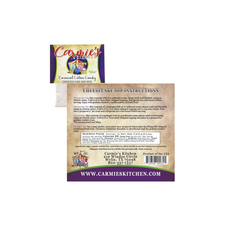 Carmie's Kitchen Cheesecake Dip Mix (Carnival Cotton Candy)