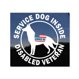 Service Dog Inside Disable Veteran Window Decal | NickerStickers® Vinyl German Shepherd Dog Sticker by NickerSticker®s