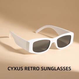 Cyxus Sunglasses for Women Men Trendy Sunglasses UV Protection for Outdoor（White 1550B20