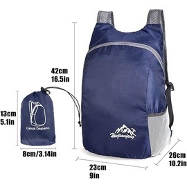 Ultra Lightweight Foldable Backpack,Small Hiking Rucksack,Durable Lightweight Packable Backpack for Men Women,for Outdoor (Dark Blue)