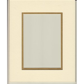 16x20 Cream & Gold Double Picture Mat, Bevel Cut for 11x14 Picture or Photo