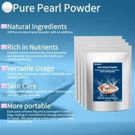 Okerker 7.05OZ/200g Freshwater Pearl Powder Organic, 100% Natural Cosmetic Grade for DIY Skincare- Face Body Mask, Cream and Lotion, Pearl Powder Supplement for Homemade Cosmetics. 50g*4pack