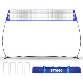 PLYOGO Volleyball Net, 14FT Freestanding Volleyball Net for Backyard, Adjustable Height and Instant Setup, Professional Portable Training Practice Set for Indoor and Outdoor with Carry Bag