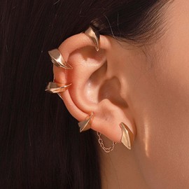 Wendalern Claw Ear Cuff Gold Dragon Claw Ear Clip Earring Punk Non-Pierced Ear Climber Earring Personality Ear Cuff Hanging Wrap Earring Jewelry for Women and Men