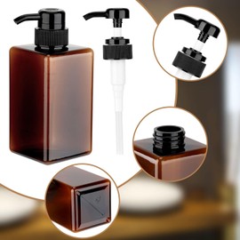 Premium Refillable Soap Dispenser Bottles | Convenient and Elegant Dispenser for Shampoo, Lotion, Soap or Hand Wash in Kitchen or Bathroom - Square (Chocolate, 16 Ounce / 450 ml)