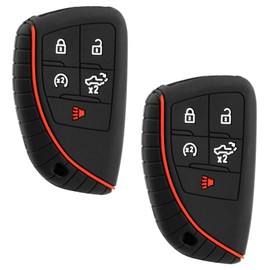 2X USARemote Keyless Entry Remote Key Fob Cover Silicone Rubber Skin 5-Button Smart Lift Gate Tailgate Replacement for GMC Sierra 1500 (YG0G21TB2, 13548440)