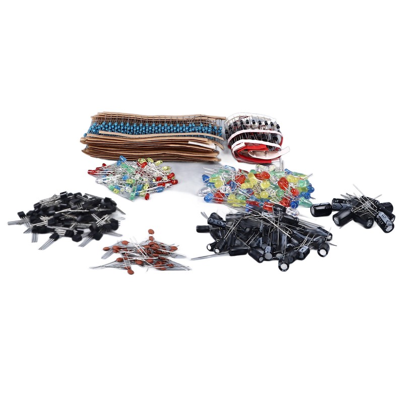 1500PCS Electronic Component Kit Resistors Transistors Ceramic Electrolytic Capacitors LED