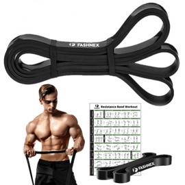 Fashnex Power Resistance Bands, Pull Up Assist Exercise Band, Body Stretching, Powerlifting, Home Workout, Fitness Training Loop Bands for Unisex (Black (25-65 LBS, Medium))(Material: Rubber)