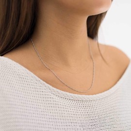 Materia Figaro Chain 925 Silver Rhodium-Plated 1.2 mm Thin Silver Chain Necklace for Women Men in 40 45 50 60 70 cm K47, Sterling Silver