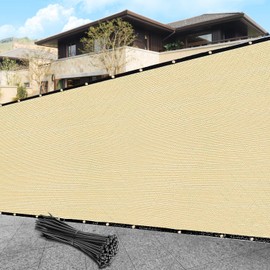 SHADEWIZ 4' x 36' Custom Size Beige Privacy Screen Fence Cover Heavy Duty Fencing Mesh with Zip Tie for Deck, Patio, Backyard, Outdoor Pool, Porch, Railing - We Can Make Custom Sizes