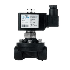 FSA Solenoid Valve Plastic PA6 1/2 Inch 230 V AC 0-6 Bar NBR Currentless Open