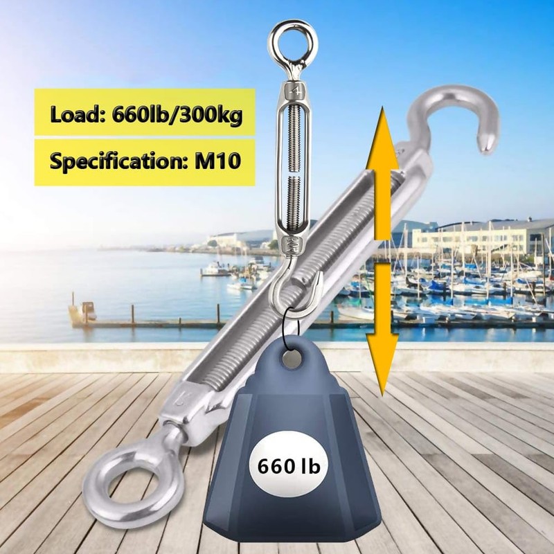 Turnbuckle Lsqurel 10PCS 304 Stainless Steel Turnbuckle Hook and Eye