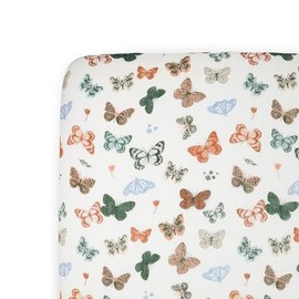 Little Unicorn Premium Crib Sheet | Breathable & Super-Soft Muslin Fabric (Butterflies)