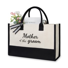 TOPDesign Canvas Tote Bag for Mother of the Groom, Mom Gifts for Mother in Law at Wedding, Engagement, Bridal Shower, Appreciation Gift from Bride