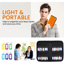 Opastry Zippered Key Case - 24 Hooks & Tags, Waterproof & Fireproof Key Binder - Organizer for Estate Sales, Hotel Executives, Landlords, Car Rental (Brown, 24)
