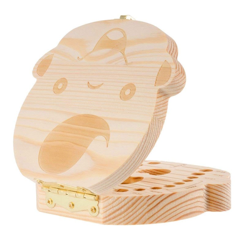Wooden Baby Tooth Fairy Box Teeth Holder for Kids Lost