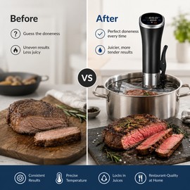 Sous Vide Cooker for Home Meal Preparation – Digital Immersion Circulator with LCD Touch ControlsSous Vide Cooker for Precise Meal Preparation – IPX7 Immersion Circulator with LCD Touch Controls