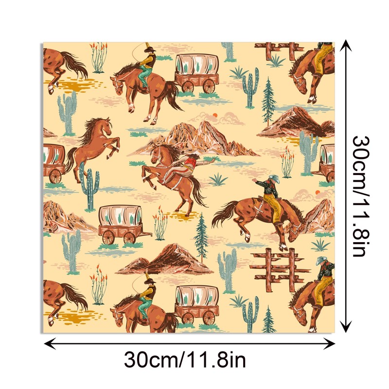 Western Pattern Cowboy Scrapbook Paper Pad 11.8'' x 11.8'' Wild