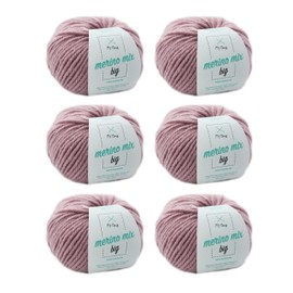 Knitting Wool - Merino Wool Powder (Fb 3731) - 6 Balls Pink Merino Wool for Knitting - Thick Wool + MyOma Label - 50 g/75 m - Needle Size 6-7 mm - MyOma Wool - Soft Wool - Merino Yarn