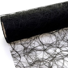 Sizoweb Table Runner - 25 Metre Roll + 100 Decorative Stars in Silver Free (20 cm Width, Black)