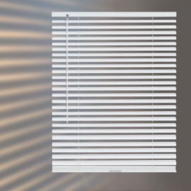 HIDODO Aluminum Mini Blinds for Windows Cordless Horizontal Window Blinds, Metal Blinds Waterproof Light Adjustment Room Darkening Mini Blinds, 35" W x 64" H, White